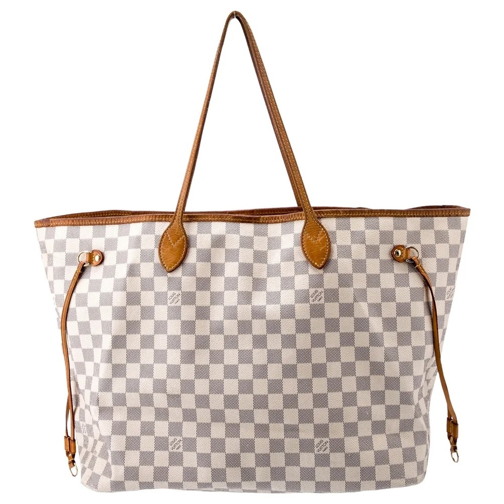 Louis Vuitton White and Brown Checkered Tote Authentic Damier Azure GM used